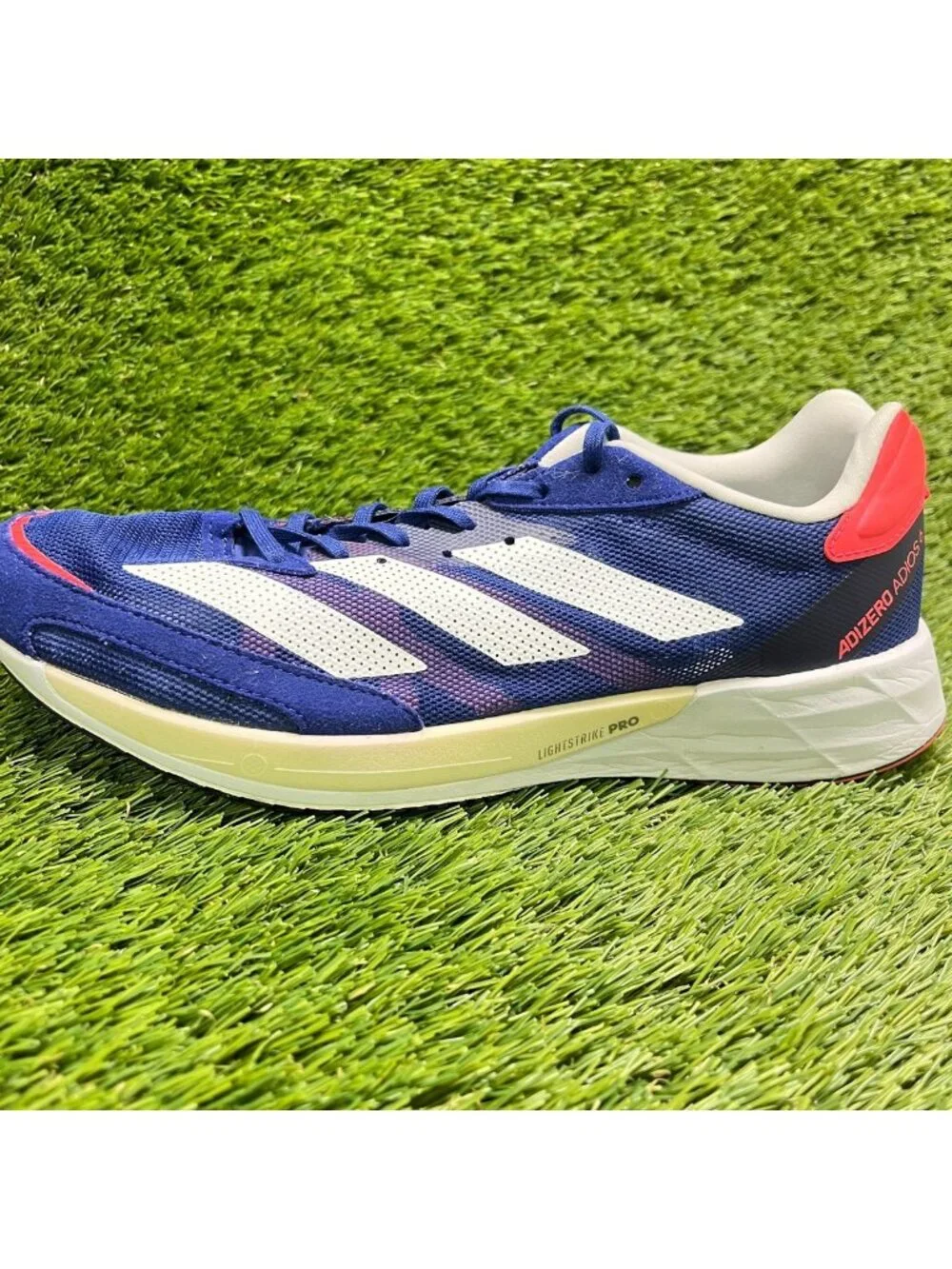 Adidas Adizero Adios 6 Mens Size 8.5 Blue White Athletic Running Shoes Sneakers